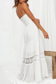 img 2 attached to ZESICA Womens Summer Bohemian Strapless Off Shoulder Lace Trim Backless Flowy A Line Beach Long Maxi Dress