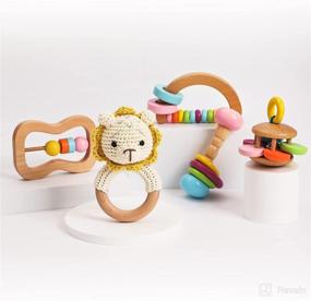 img 4 attached to Enhance Learning and Development with the Wooden Montessori Baby Sensory Rattle and Grasping Toy - Perfect for Preschool and Nursery Education