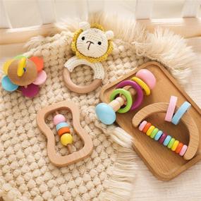 img 3 attached to Enhance Learning and Development with the Wooden Montessori Baby Sensory Rattle and Grasping Toy - Perfect for Preschool and Nursery Education