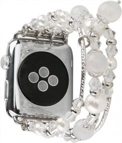 img 3 attached to Upgrade Your Apple Watch Style With GEMEK'S Elegant Women Agate Pearl Bracelet Strap In Silver