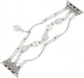 img 2 attached to Upgrade Your Apple Watch Style With GEMEK'S Elegant Women Agate Pearl Bracelet Strap In Silver