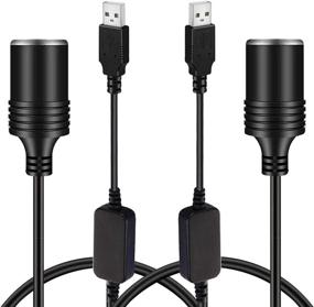 img 4 attached to ⚡️ ZHSMS 2-Pack USB A Male to Car Cigarette Lighter Socket Converter Cable - Ideal for GPS, E-Dog, Dash Cam DVR - 5V to 12V, 1.2M/4FT