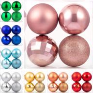 rose gold 4" giant shatterproof plastic christmas ball ornaments for holiday party decorations (pinkish gold, 4pcs) логотип