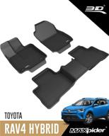 🚗 custom fit 3d maxpider all-weather car floor mat for toyota rav4 rav-4 hybrid 2019-2022, kagu series, black - 1st & 2nd row floor liners logo