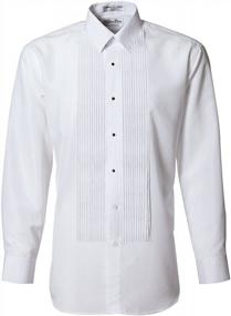 img 1 attached to Мужская белая классическая рубашка-смокинг с отложным воротником и плиссированным воротником 1/4 дюйма от Tuxgear