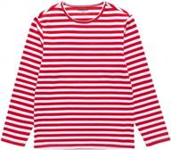полосатые футболки с длинными рукавами для девочек и однотонные рубашки для мальчиков — стандартный крой (от 3 до 12 лет) от unacoo логотип