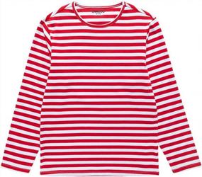img 4 attached to Striped Long-Sleeve Tee Shirts For Girls And Plain Layer Shirts For Boys - Regular Fit (Ages 3-12 Years) By UNACOO