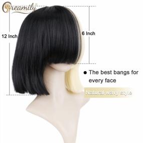 img 2 attached to Transform Your Look With Half Blonde And Half Black 2-Tone Cosplay Wig - Straight Style With Free Mesh Cap Included