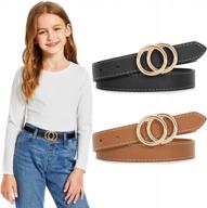 double o-ring skinny leather belts for teen girls - set of 2 solid color kids belts by suosdey logo