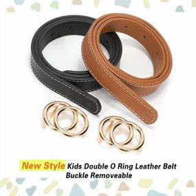 img 3 attached to Double O-Ring Skinny Leather Belts For Teen Girls - Set Of 2 Solid Color Kids Belts By SUOSDEY