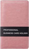 pink sooez leather business card book holder - professional organizer for 240 cards logo