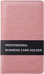 img 4 attached to Pink Sooez Leather Business Card Book Holder - Professional Organizer For 240 Cards