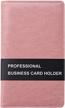pink sooez leather business card book holder - professional organizer for 240 cards logo