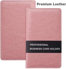 img 3 attached to Pink Sooez Leather Business Card Book Holder - Professional Organizer For 240 Cards
