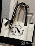 img 1 attached to Personalized Canvas Tote Bag With Monogram Embroidery And Leather Handle - Ideal Birthday Gift For Women By BeeGreen review by Tyler Vaughn