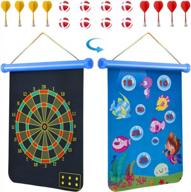 theefun magnetic dart board game set: perfect party and office game for kids - double-sided dartboard with 8 magnetic darts and 8 sticky balls - suitable for boys and girls 8-15 years old logo