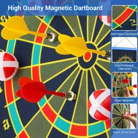 img 2 attached to Theefun Magnetic Dart Board Game Set: Perfect Party And Office Game For Kids - Double-Sided Dartboard With 8 Magnetic Darts And 8 Sticky Balls - Suitable For Boys And Girls 8-15 Years Old