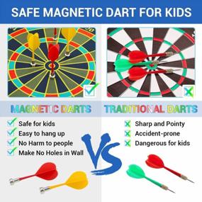img 3 attached to Theefun Magnetic Dart Board Game Set: Perfect Party And Office Game For Kids - Double-Sided Dartboard With 8 Magnetic Darts And 8 Sticky Balls - Suitable For Boys And Girls 8-15 Years Old