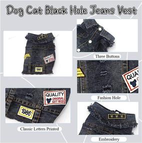 img 1 attached to 🐶 Stylish Pet Vest: DOGGYZSTYLE Dog Denim Jacket Hoodies for Small-Medium Dogs (M, Black Print)