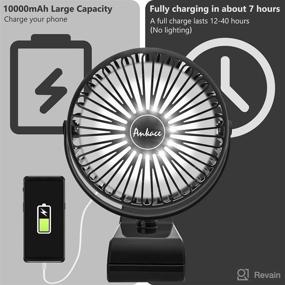 img 3 attached to 🔋 10,000mAh Portable Fan - Rechargeable Battery Operated Desk Fan with LED Light, 3 Modes, 360° Rotation - Personal USB Small Fan for Camping, Golf Cart, Indoor Gym, Treadmill, Office