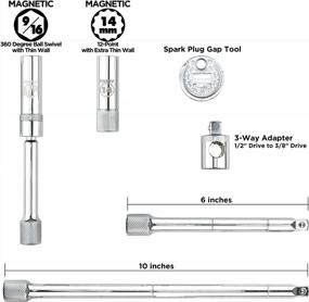 img 3 attached to KAIFNT K202 Набор инструментов для свечей зажигания с магнитным вертлюгом и тонкостенными головками, 6 предметов, 3/8-дюймовый привод для размеров 9/16 дюймов и 14 мм