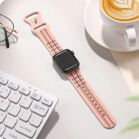 img 2 attached to Maledan Designer Bands - Stylish And Breathable Sport Straps For Apple Watch: Compatible With Series 8 To SE2, Suitable For Women And Men In Various Sizes