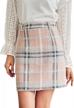 chic and stylish: miessial women's tweed plaid mini skirts with high waist and a-line cut logo
