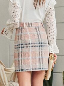 img 1 attached to Chic And Stylish: Miessial Women'S Tweed Plaid Mini Skirts With High Waist And A-Line Cut