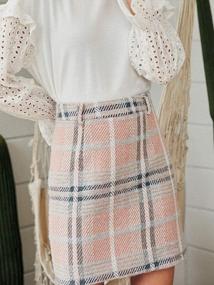 img 2 attached to Chic And Stylish: Miessial Women'S Tweed Plaid Mini Skirts With High Waist And A-Line Cut