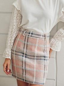 img 3 attached to Chic And Stylish: Miessial Women'S Tweed Plaid Mini Skirts With High Waist And A-Line Cut