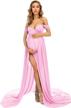 ziumudy split chiffon maternity gown with long train for photoshoot photography - stylish maternity dress for memorable photos logo