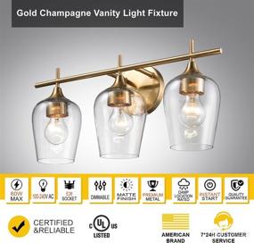 img 3 attached to Hamilyeah Gold Bathroom Vanity Light Fixture: Modern Wall Mount Lighting with Glass Shade Living Room