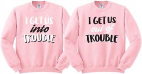 img 4 attached to Get Into Trouble Duo Matching BFF Sweatshirt Unisex