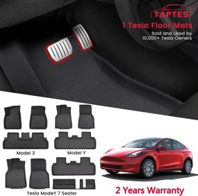 img 3 attached to 🚗 Waterproof All Weather Floor Liners for Tesla Model Y 7 Seater 2022 2021 – TAPTES Accessories for Trunk and Frunk, Compatible with Model Y Cargo Liner