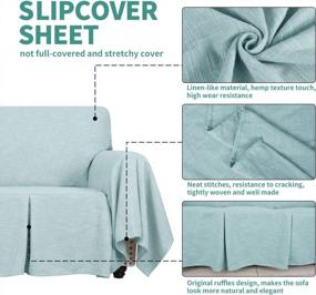 img 1 attached to YEMYHOM Sectional Couch Covers 2-Piece Linen L Shape Sofa Cover With Ruffles Durable Slip Covers For Dogs Furniture Protector Slipcovers For Living Room (3-Seat With Left Chaise, Light Blue)