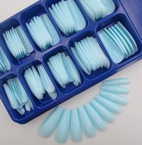 img 4 attached to Get Glamorous With 100Pc Colored Coffin Press-On Nails In Glossy Light Blue Ballerina Shape For A Chic Manicure - Perfect For Women And Girls