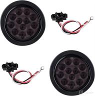 🛑 2pcs smoke lens 4-inch round 12-led red brake stop tail light grommet plug for truck trailer rv ute utv with improved seo logo