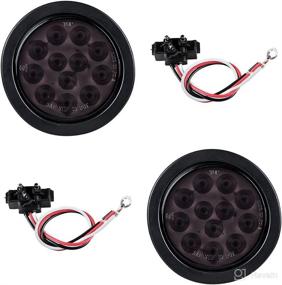 img 4 attached to 🛑 2pcs Smoke Lens 4-Inch Round 12-LED Red Brake Stop Tail Light Grommet Plug for Truck Trailer RV UTE UTV with Improved SEO