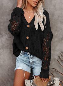 img 2 attached to AlvaQ Womens Lace Crochet Kimono Cardigan Sweater: Lightweight, Oversized, And Casual Outwear With Open Front And Button-Down Design