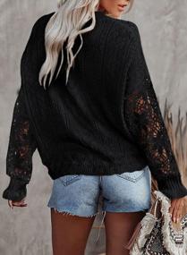 img 3 attached to AlvaQ Womens Lace Crochet Kimono Cardigan Sweater: Lightweight, Oversized, And Casual Outwear With Open Front And Button-Down Design