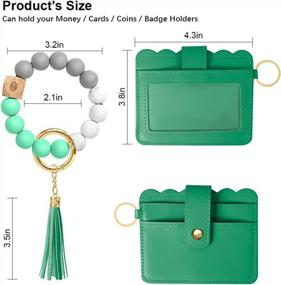 img 1 attached to Elastic Silicone Beaded Keychain Wallet With Card Holder, Tassel, And Wristlet For Door Moon Access