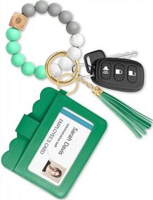 img 4 attached to Elastic Silicone Beaded Keychain Wallet With Card Holder, Tassel, And Wristlet For Door Moon Access