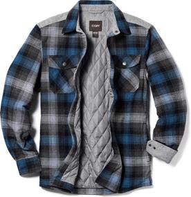 img 4 attached to Men'S Quilted Flannel Shirt Jacket, All Cotton Lined Outdoor Coat With Soft Brushed Fabric