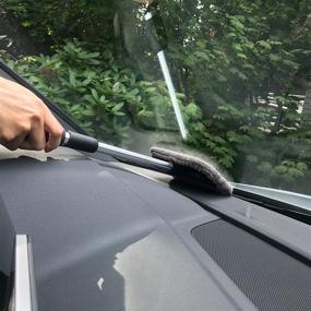 img 1 attached to 🧽 POLYTE Extendable Aluminum Handle Windshield Glass Cleaning Tool with 3 Premium Microfiber Covers for Effective Cleaning
