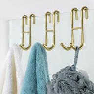 organize your bathroom with simtive shower door hooks - 3 pack over-door hooks for frameless glass, towels, and squeegees in elegant gold logo