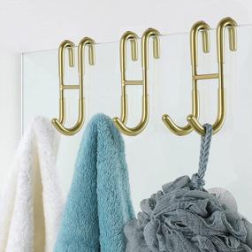 img 4 attached to Organize Your Bathroom With Simtive Shower Door Hooks - 3 Pack Over-Door Hooks For Frameless Glass, Towels, And Squeegees In Elegant Gold