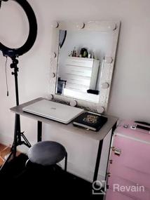 img 8 attached to Компактный складной стол: идеальная рабочая станция для письма и учебы в домашнем офисе - серый стол для ноутбука WOHOMO
