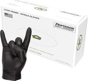 img 4 attached to 💪 D-Day - Box of 100 Black Nitrile Gloves, Heavy Duty, Powder Free, Latex Free, Industrial - 7 mils Thickness