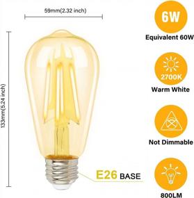 img 2 attached to Upgrade Your Lighting With BoostArea Pack Of 2 LED Edison Bulbs: 800 Lumens, 2700K Warm White, 25000 Hrs Lifespan, ETL Listed, Non-Dimmable