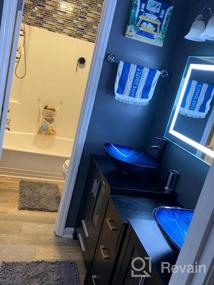 img 5 attached to Eclife Black 60 '' Раковина для ванной комнаты с раковиной из синего стекла, боковым шкафом, зеркалом и водосберегающим краном - A04 2B04